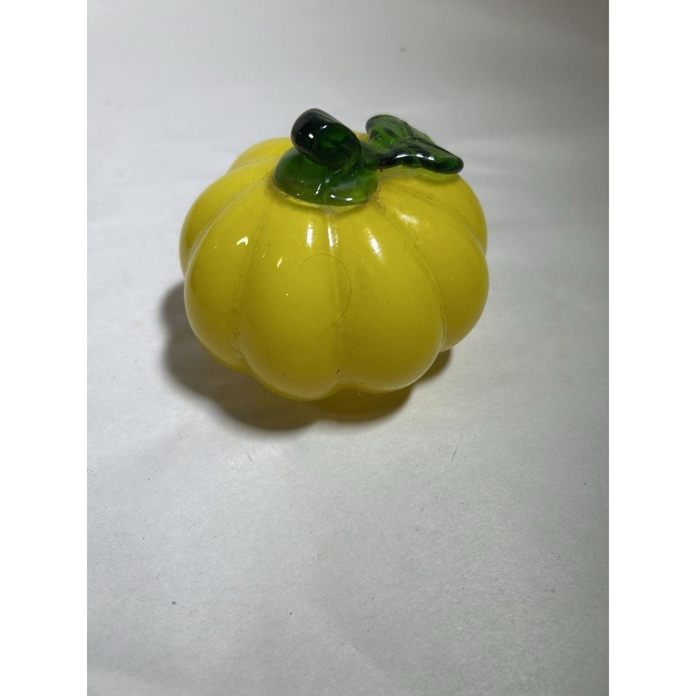 Vintage Yellow Glass Pumpkin Squash Vegetable MCM Hand Blown Decor